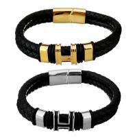 Men Bracelet Cowhide with Stainless Steel plated braided bracelet & for man 1.2mm Sold Per Approx 9 Inch Strand