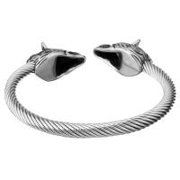 Stainless Steel Cuff Bangle Wolf for man & blacken 6mm Inner Approx Sold By PC