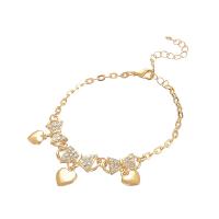 Bracelet en alliage de zinc, avec 1.5lnch chaînes de rallonge, Placage de couleur d'or, bracelet à breloques & pour mariée & pour femme & avec strass, 12mm, Vendu par Environ 7.2 pouce brin