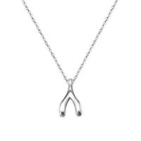 Stainless Steel Jewelry Necklace, 316L Stainless Steel, with 2lnch extender chain, Wishbone, oval chain & for woman, original color, 11x20.5mm, Sold Per Approx 15.7 Inch Strand