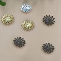 Messing Perlenkappe, Blume, plattiert, keine, frei von Nickel, Blei & Kadmium, 16mm, Bohrung:ca. 1.5mm, 100PCs/Tasche, verkauft von Tasche