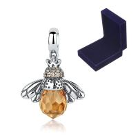 Thailand Sterling Silver European Pendant with Velvet box & Crystal Bee micro pave cubic zirconia & without troll & faceted Approx 4.5-5mm Sold By PC