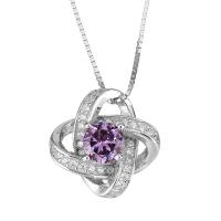 Crystal Necklace 925 Sterling Silver with Crystal platinum plated box chain & for woman & with cubic zirconia & faceted Sold Per Approx 18 Inch Strand
