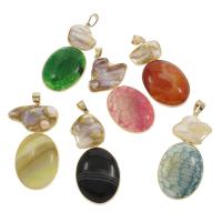 Bijoux pendentifs agate, avec perle & alliage de zinc, plus de couleurs à choisir, 32x60x8mm-40x60x10mm, Trou:Environ 4x6mm, Vendu par PC