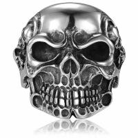 316L Stainless Steel Fingerring, Skull, antik sølv farve forgyldt, forskellig størrelse for valg & for mennesket, 31x29mm, Solgt af PC