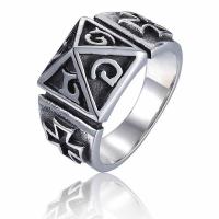 316L Stainless Steel Finger Ring antique silver color plated & for man Sold By PC