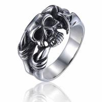 316L Stainless Steel Finger Ring, Skull, antique silver color plated, different size for choice & for man, 29x27mm, Sold By PC