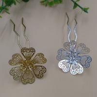 Hair Stick Findings Brass with Iron Flower plated nickel lead & cadmium free 30mm Sold By Bag