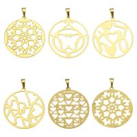 Stainless Steel Pendants gold color plated mixed & hollow & stardust 34-36x37-39x1-1.5mm Approx Sold By Lot