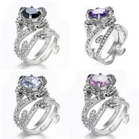 Zinc Alloy Finger Ring plated & for woman & with cubic zirconia nickel lead & cadmium free Sold By PC