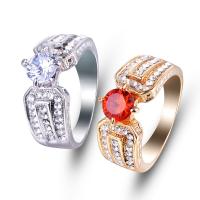 Zinc Alloy Finger Ring plated & for woman & with cubic zirconia nickel lead & cadmium free Sold By PC