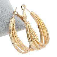 Brass Hoop Earring, gold color plated, nickel, lead & cadmium free, 26x38x9mm, Sold By Pair