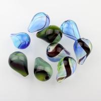 Perles murano faites à la main , chalumeau, larme, modèles différents pour le choix & creux, 14x20mm, Trou:Environ 2-2.5mm, 100PC/sac, Vendu par sac