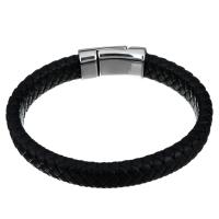 Men Bracelet Stainless Steel with cowhide cord Dragon braided bracelet & for man & blacken 12mm Sold Per Approx 9 Inch Strand