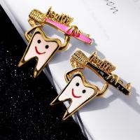 Tibetan Style Brooches, Tooth, gold color plated, Unisex & enamel, more colors for choice, 41x42mm, Sold By PC