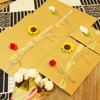 Greeting Card, Kraft, with Dried Flower, mixed colors, 110x175mm-71x105mm, 10PCs/PC, Sold By PC