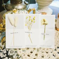 Tarjeta de felicitación, Kraft, con Flores secas, con el patrón de la letra, color mixto, 90x160mm, 10PCs/Bolsa, Vendido por Bolsa