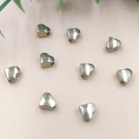 Perline in ottone, Cuore, placcato color argento, assenza di nichel,piombo&cadmio, 3x6mm, Foro:Appross. 2mm, 100PC/borsa, Venduto da borsa