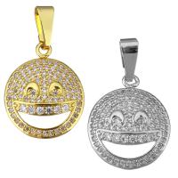 Cubic Zirconia Micro Pave Brass Pendant, Smiling Face, plated, micro pave cubic zirconia, more colors for choice, 16x19x4mm, Hole:Approx 3x7mm, 10PCs/Lot, Sold By Lot