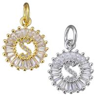Brass European Pendant, plated, micro pave cubic zirconia & without troll, more colors for choice, 16x19x3mm, Hole:Approx 5mm, 10PCs/Lot, Sold By Lot