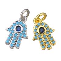 Cubic Zirconia Micro Pave Brass Pendant, Hamsa, plated, micro pave cubic zirconia, more colors for choice, 9.50x13.50x2mm, Hole:Approx 3mm, 10PCs/Lot, Sold By Lot