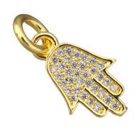 Cubic Zirconia Micro Pave Brass Pendant Hamsa real gold plated micro pave cubic zirconia Approx 3.5mm Sold By Lot
