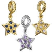 Cubic Zirconia Micro Pave Brass Pendant, Star, plated, micro pave cubic zirconia, more colors for choice, 2x9.5x7mm, 10x11.5x1.5mm, Hole:Approx 4mm, 30PCs/Lot, Sold By Lot