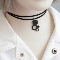 Layered Choker Velveteen Cord with PU Leather & Zinc Alloy with 2inch extender chain platinum color plated & adjustable & for woman &  nickel lead & cadmium free 30mm Sold Per Approx 11 Inch Strand