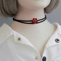Layered Choker, Velveteen Cord, with Cloth & Tibetan Style, with 2inch extender chain, platinum color plated, different packing style for choice & adjustable & for woman & 2-strand, nickel, lead & cadmium free, 15mm, Sold Per Approx 11 Inch Strand