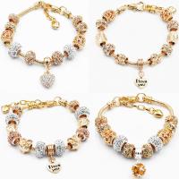 European Bracelet Zinc Alloy with brass chain & Crystal with 1.18Inch extender chain plated charm bracelet & Unisex & anti-fatigue & snake chain & faceted & with rhinestone nickel lead & cadmium free Sold Per Approx 7.4 Inch Strand