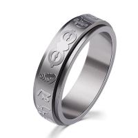 Titanium Steel Finger Ring platinum color plated rotatable & Buddhist jewelry & Unisex 5mm Sold By PC