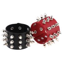 Unisex Bracelet, PU Leather, with Copper Coated Plastic & Stainless Steel, with rivet stud, more colors for choice, nickel, lead & cadmium free, 50mm, Sold Per Approx 8.8 Inch Strand