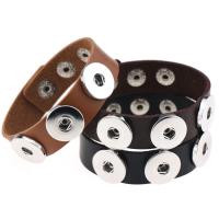 Snap Button Bracelet PU Leather with Zinc Alloy platinum color plated Unisex nickel lead & cadmium free Sold Per Approx 8.2 Inch Strand