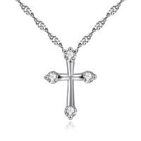 Cubic Zirconia Brass Pendants, Cross, platinum plated, with cubic zirconia, lead & cadmium free, 15x21mm, Hole:Approx 2-3mm, 3PCs/Bag, Sold By Bag