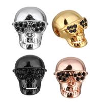 Cubic Zirconia Micro Pave Brass Beads, Skull, plated, micro pave cubic zirconia, more colors for choice, 11x10x13mm, Hole:Approx 2mm, 20PCs/Lot, Sold By Lot