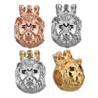 Cubic Zirconia Micro Pave Brass European Beads, Lion, plated, micro pave cubic zirconia & without troll, more colors for choice, 9.50x14x12mm, Hole:Approx 5mm, 20PCs/Lot, Sold By Lot
