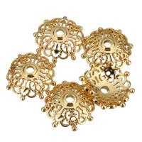 Brass Bead Cap, real gold plated, multihole, 15.50x15.50x5.50mm, Hole:Approx 2mm, 50PCs/Lot, Sold By Lot