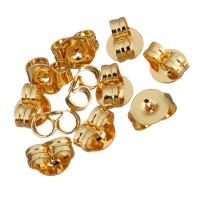 Brass Tension Ear Nut, real gold plated, 5x3x3mm, Hole:Approx 1mm, 200PCs/Lot, Sold By Lot