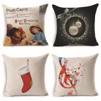 Cushion Cover, Linen Cotton,  Square, Christmas jewelry & different designs for choice, 45x45cm, Sold By PC