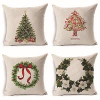 Cushion Cover, Linen Cotton,  Square, Christmas jewelry & different designs for choice, 45x45cm, Sold By PC