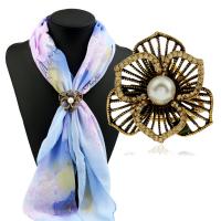 Schal-Schnalle, Zinklegierung, mit ABS-Kunststoff-Perlen, plattiert, für Frau, keine, frei von Blei & Kadmium, 40x40mm, verkauft von PC