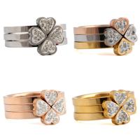 Rhinestone палец кольцо, титан, Другое покрытие, разный размер для выбора & Женский & со стразами, Много цветов для выбора, 7.6mm, продается PC