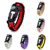 Survival Bracelets, Nylon Cord, plastic Side Release Buckle, with fire starter & with compass & Unisex, more colors for choice, 25mm, Sold Per Approx 8.5 Inch Strand