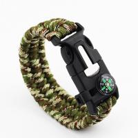 Överlevnad Armband, Nylontråd, plast Skjut Release Buckle, med ved för att tändas & med kompass & Unisex, fler färger för val, 25mm, Såld Per Ca 8.5 inch Strand