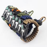 Bracelets de survie, corde en nylon, plastique Boucle clip en plastique, avec allume-feu & avec boussole & unisexe & réglable, plus de couleurs à choisir, 25mm, Vendu par Environ 8.5 pouce brin