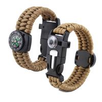 Survival Bracelets Nylon Cord plastic Side Release Buckle with fire starter & with compass & Unisex & with thermometer 25mm Sold Per Approx 8.5 Inch Strand
