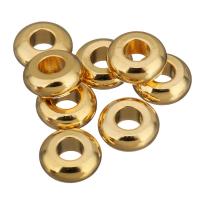 Grânulos de jóias de latão, cobre, Rosca, banhado a ouro genuino, 6.50x2.50mm, Buraco:Aprox 2.7mm, 200PCs/Lot, vendido por Lot