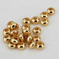 Grânulos de jóias de latão, cobre, Tambor, banhado a ouro genuino, 4.50x2.50mm, Buraco:Aprox 1.7mm, 200PCs/Lot, vendido por Lot