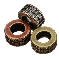 Brass Large Hole Bead, Wheel, plated, micro pave cubic zirconia, more colors for choice, 7x3.50mm, Hole:Approx 4mm, 20PCs/Lot, Sold By Lot
