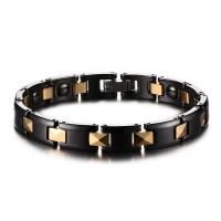 Stainless Steel Bracelet with Porcelain & Hematite real gold plated hygienical & for man Sold Per Approx 7 Inch Strand